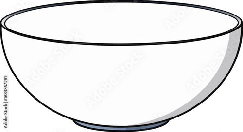 Glossy round white ceramic bowl simple vector illustration clean design scalable graphic element transparent background