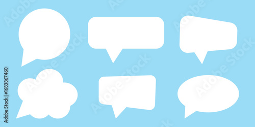 speech bubble icon set, chat or talk bubbles balloon. Communication Symbol, blue chat message logo icon