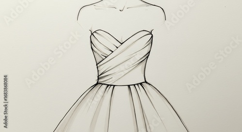 Fashion design sketch of a formal dress