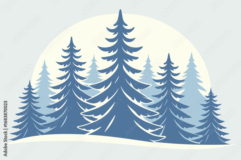 Obraz premium Winter Forest Vector Illustration