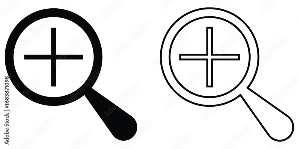 Fototapeta premium Search object, Lens icon set. Graphical vector illustration of zoom icon. math icon isolated zoom lens icon set. Vector magnifying glass icon set on white background. 