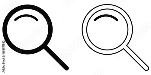  Search object, Lens icon set. Vector magnifying glass icon set on white background. EPS 10. Isolated black zoom lens icon set. 