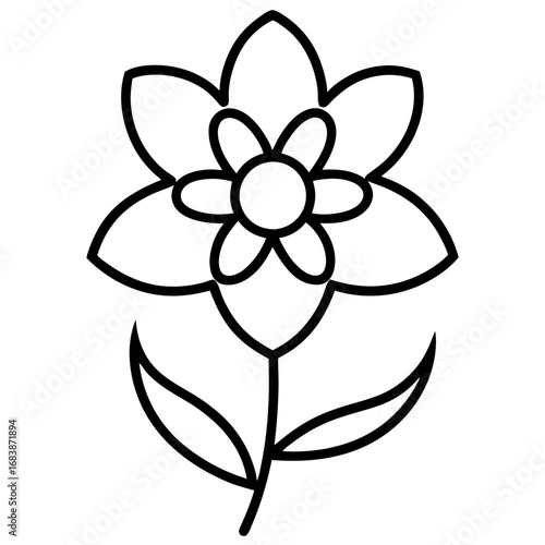 Simple Flower easily icon line airt vactor outline Illustrations on white background. 