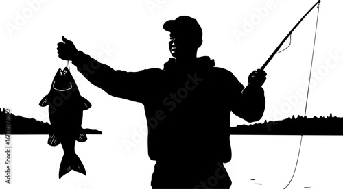 Mountain Fishing Trophy Catch Vector