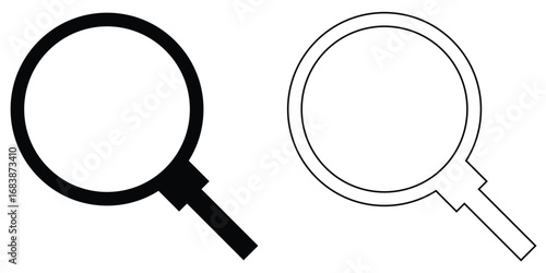 Magnifying search icon on isolated white background. Vector search icons set. Zoom logotype elements . EPS 10.