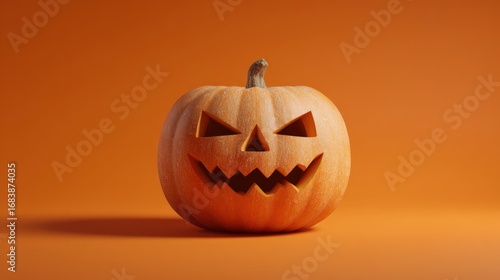 Glowing Jack-o'-Lantern with Triangular Eyes on Orange Background