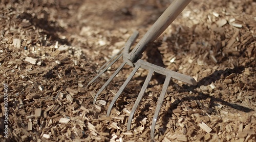 Wallpaper Mural Quaternary farm tools on wood chips Torontodigital.ca