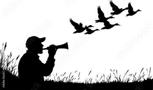 Hunter or Outdoorsman Walking with Rifle Silhouette
