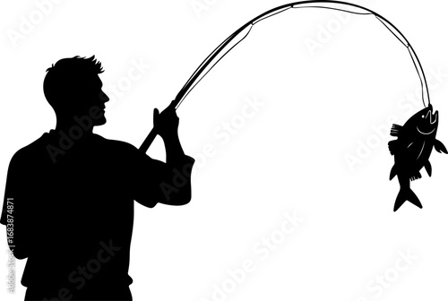 Mountain Fishing Trophy Catch Vector