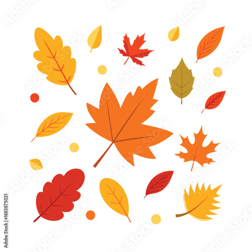 Vibrant collection of autumn leaves in various shapes and colors
