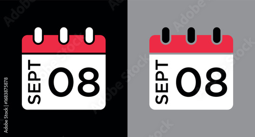calendar - September 8 icon illustration isolated vector sign symbol
