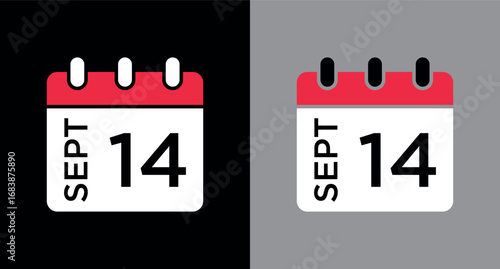 calendar - September 14 icon illustration isolated vector sign symbol