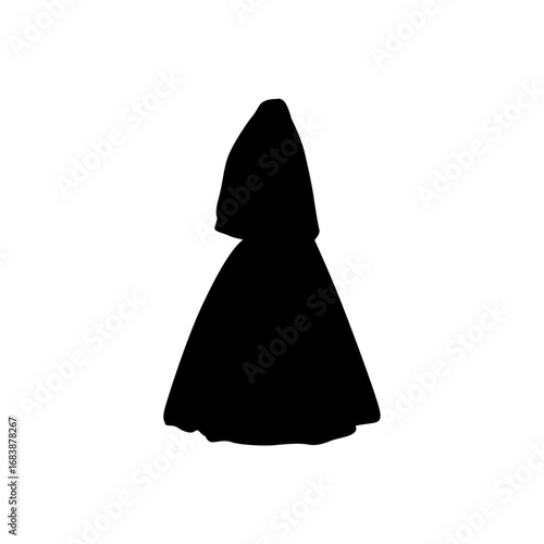 This elegant, black silhouette of a formal dress is perfect for showcasing fashion designs, weddings, or other events.
