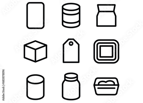 WebDiscover versatile line icons representing packaging, containers, and essential business elements for modern design projects, offering clear visual communication.