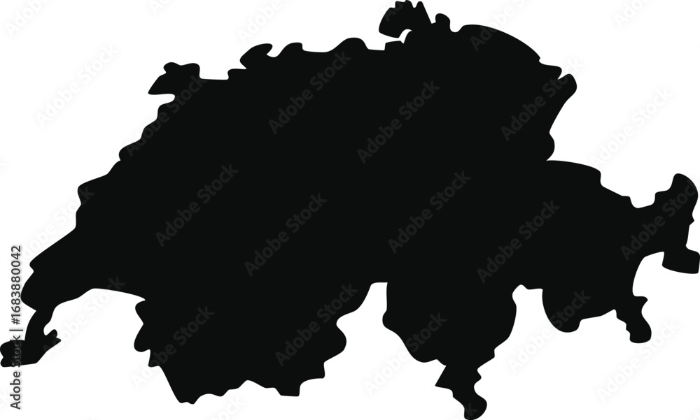 Obraz premium Map of Switzerland black silhouette