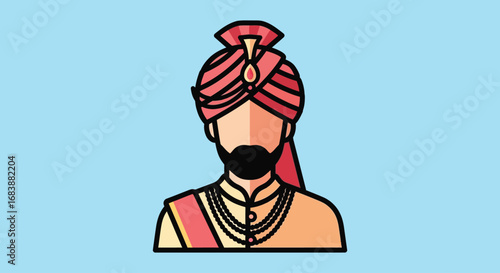 Indian Groom in Traditional Wedding Attire Illustration 1.