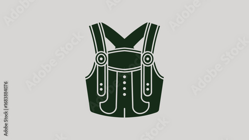 Dark green lederhosen vector illustration on a light gray background traditional
