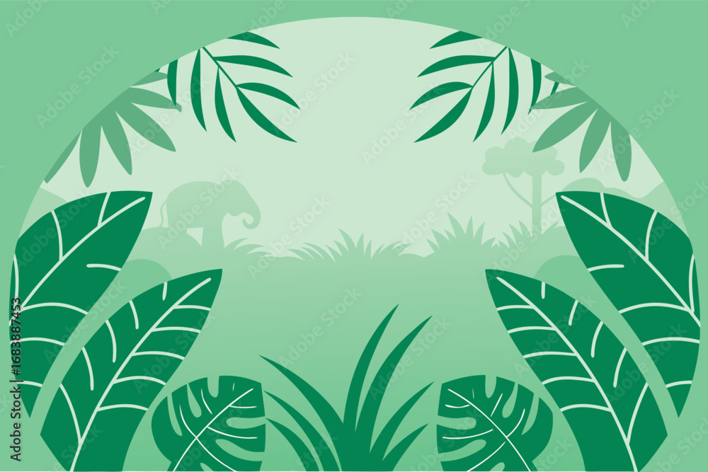 Fototapeta premium Tropical Rainforest Vector Illustration