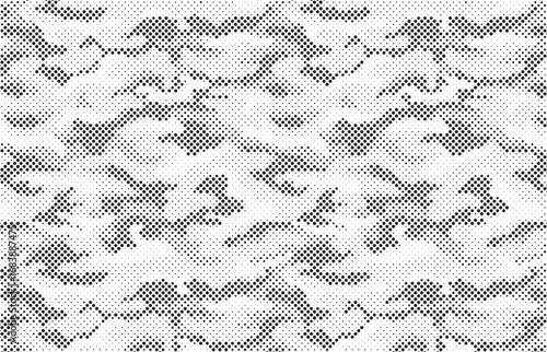 Abstract halftone background. Military camouflage effect dot seamless pattern texture. Dotted background as design element.