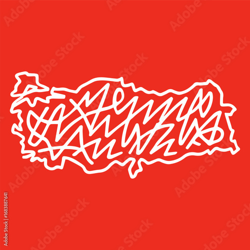 Abstract Scribble Map of Turkey.