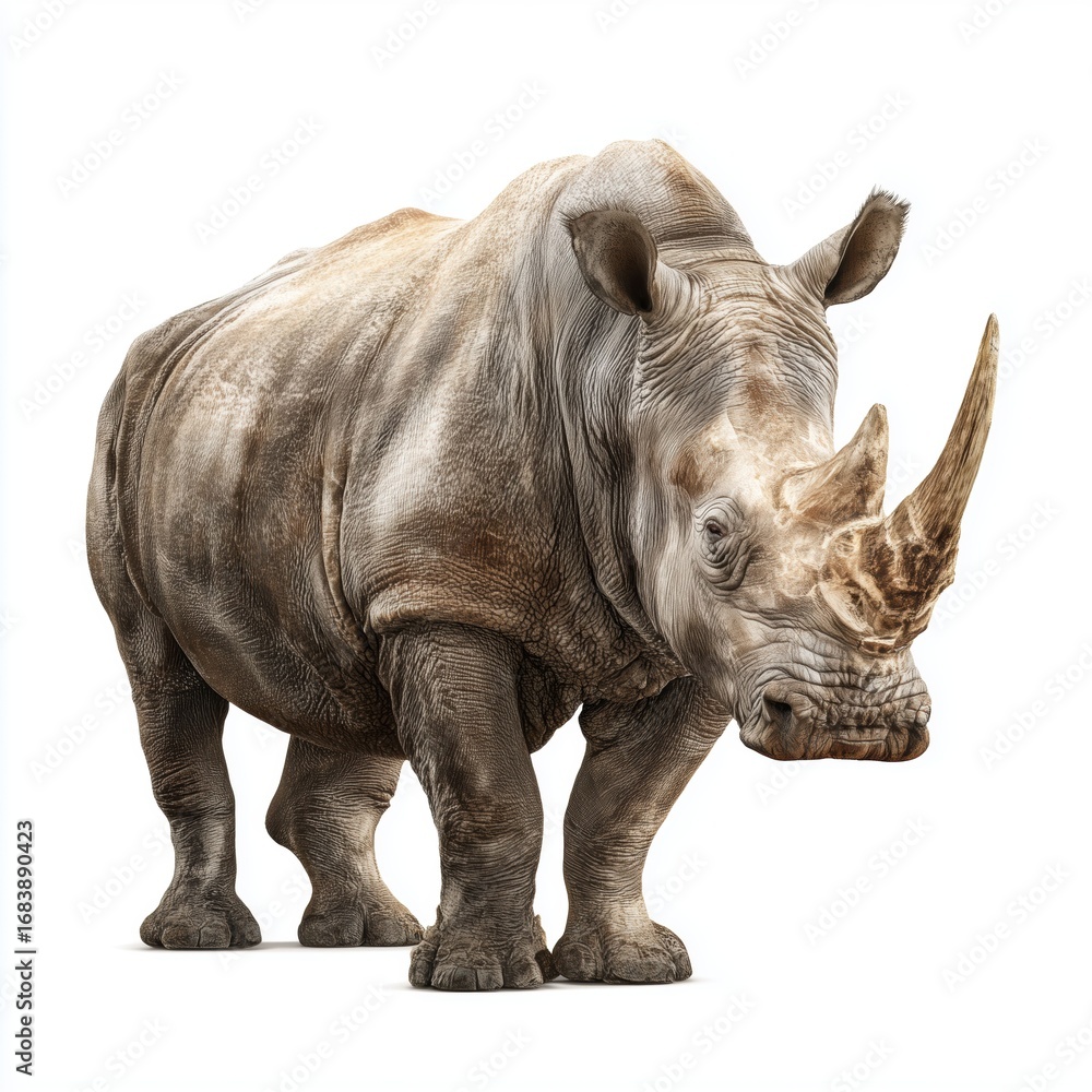 Fototapeta premium Majestic White Rhinoceros Portrait , PNG isolated cut out image