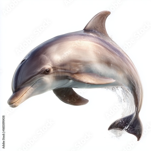 Majestic Dolphin Leaping in the Ocean , PNG isolated cut out image