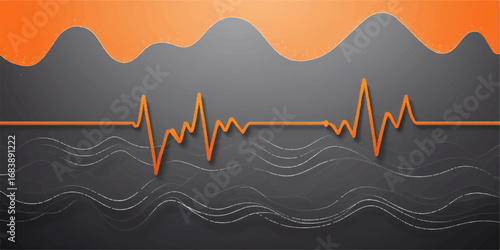Abstract medical background vector illustration of a cardiogram showing a heartbeat pulse on a monitor with a healthy rhythm line