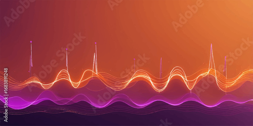 An abstract, colorful light wave with a futuristic cardiogram design