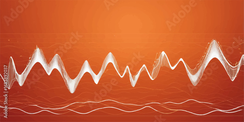 A business technology vector graph of a red cardiogram heart beat wave on a red background
