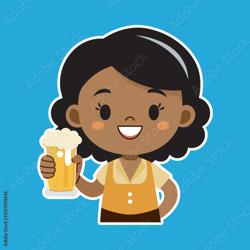 A black woman hold a boba drinks glass vector art 10