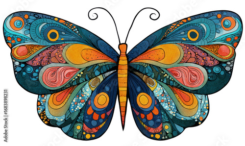 Ornate butterfly on black background