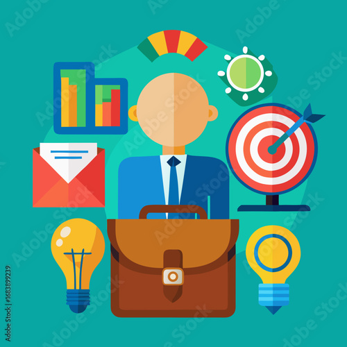 Flat design vector illustration of business concepts and professional elements