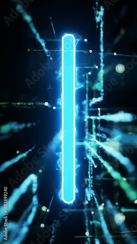 Wallpaper Mural dynamic ecu of abstract digital data streams with electric blue and vibrant green light, transforming into a minimalist vertical progress bar, symbolizing ultimate clarity and completion Torontodigital.ca