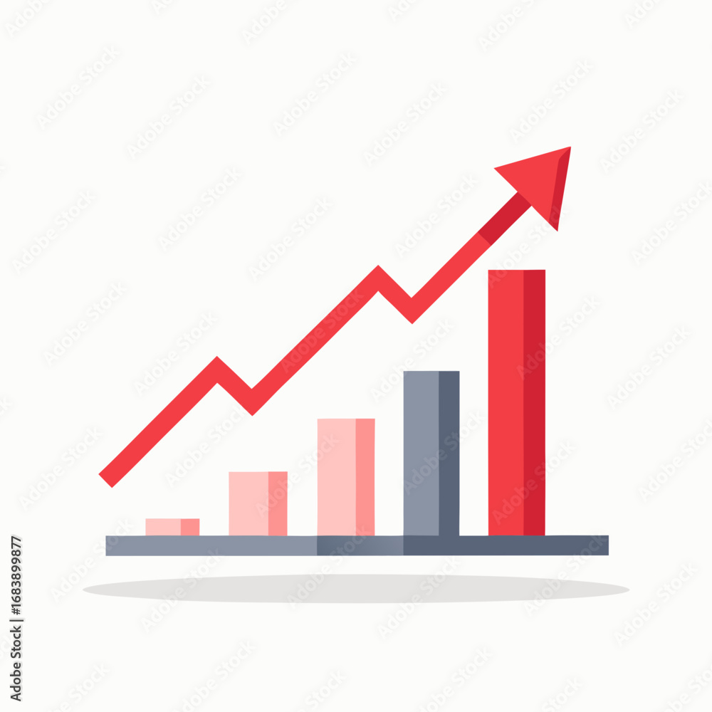 Fototapeta premium Ascending line chart vector illustration growth business data analysis finance report