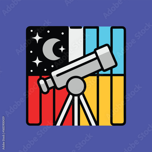 Telescope Gazing at the Cosmos Colorful Astronomy Science Design