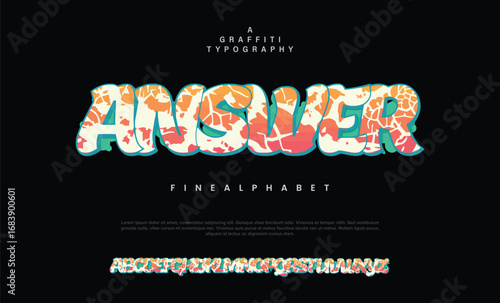 Answer logo graffiti font text effect, spray and street text style	