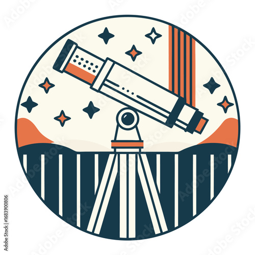 Retro Telescope Emblem Design for a Science T-shirt