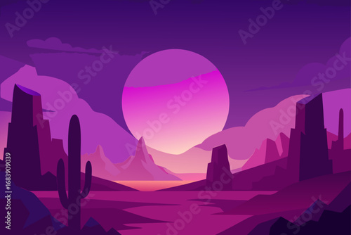 Beautiful orange sunset sky over a night city skyline with mountains in the background