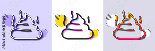 Feces line icon. Halftone dotted pattern. Gradient icon with grain shadow. Pets excrement sign. Poop or turd symbol. Line feces icon. Various designs. Vector