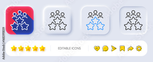 Business meeting line icon. Neumorphic, Flat shadow, 3d buttons. Employee nomination sign. Teamwork rating symbol. Line business meeting icon. Social media icons. Vector