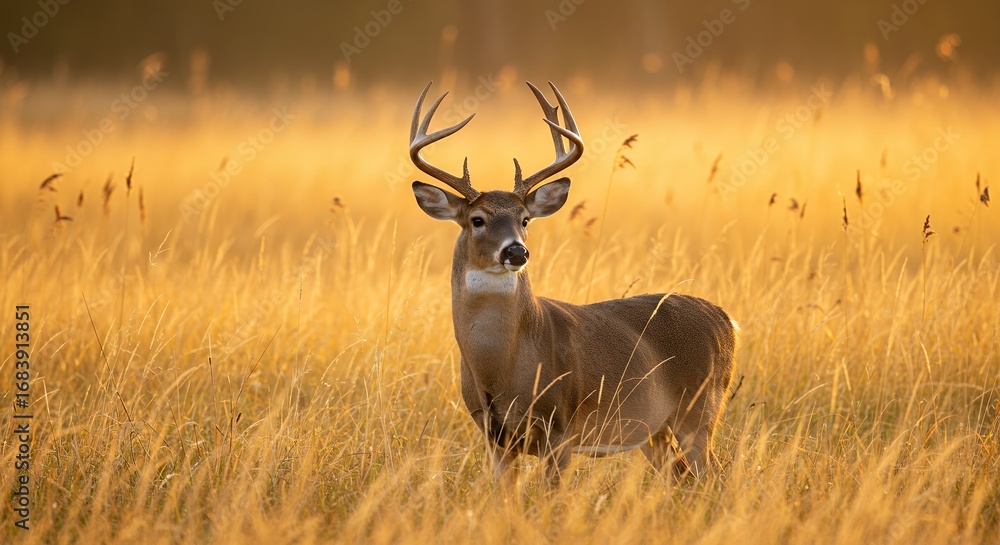 Obraz premium Deer in golden field