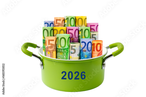 2026, Geld, Geldtopf, Eurobanknoten