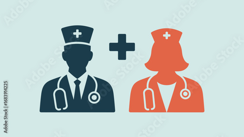 Doctor and nurse icons representing healthcare professionals and medical services