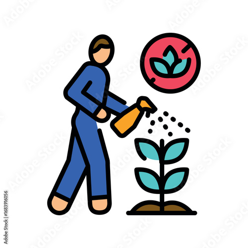 
herbicide black line icon for digital and print projects.