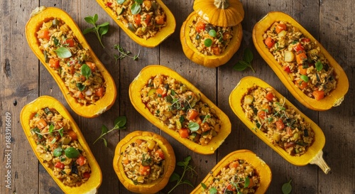 Yellow Squash Stuffed with Rice and Vegetables