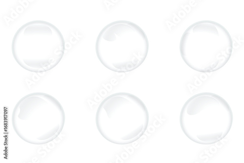 Realistic transparent vector 3d bubble water bubbles effect background soap floating round shiny natural air fresh sphere water drops design png drop