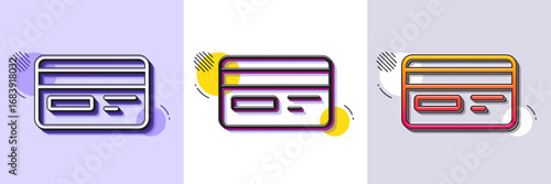 Credit card line icon. Halftone dotted pattern. Gradient icon with grain shadow. Bank payment method sign. Online Shopping symbol. Line credit card icon. Various designs. Vector
