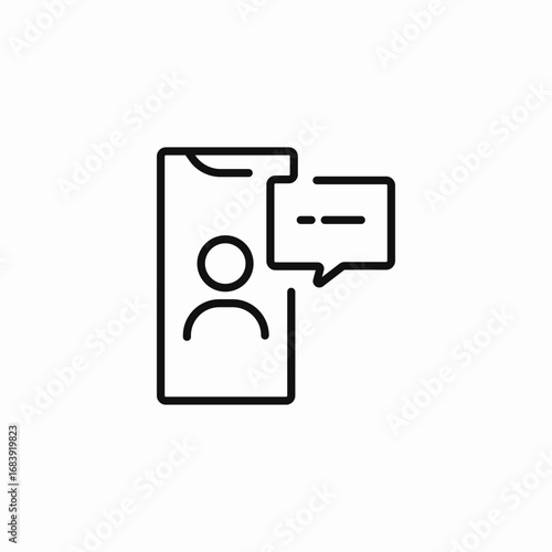person on screen and speech cloud with text message icon sign vector