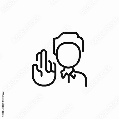 person raising hand with open palm stop icon sign vector