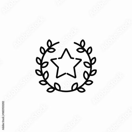 star placed inside laurel wreath icon sign vector